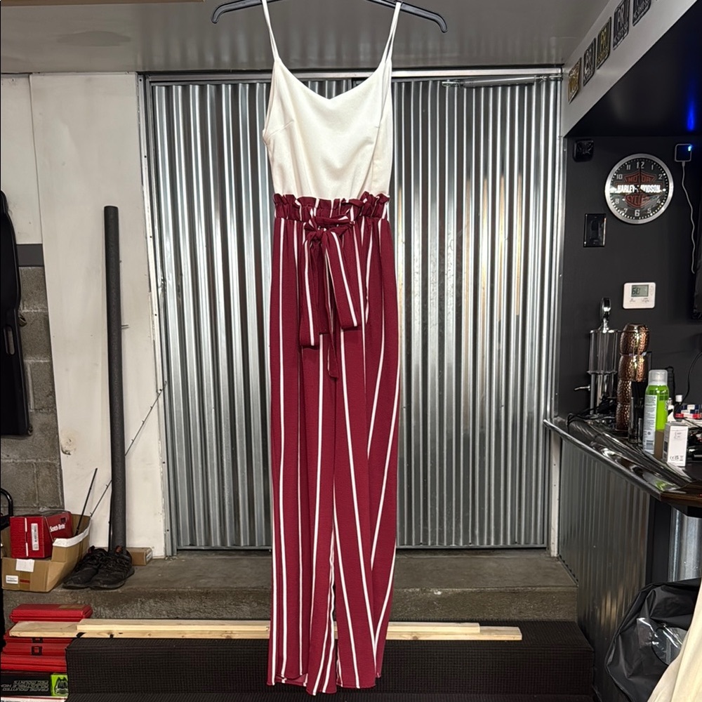 Striped Red and White Jumpsuit
